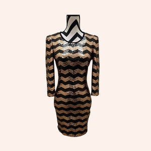 2B Bebe Black and Gold Sequin Mini Dress